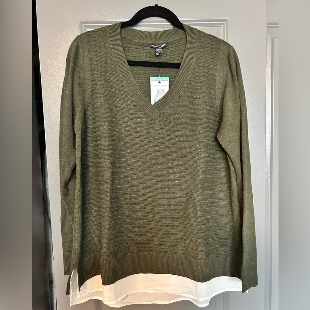 NWT V-neck sweater with undershirt detail